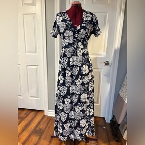 Roxy Floral Navy and White Maxi Dress